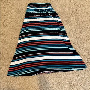 Merona Maxi Skirt with Black, Red, Blue, and White Stripes